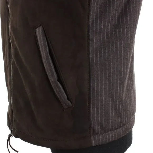 Hettabretz NWD Wool / Suede Leather Vest Size 48 (~ Medium US) In Brown & Blue